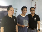 Michael Arman Caoile bested all the other participants with 5.5 points and the champion of June 2016 APECC Executive Chess Tournament. He was joined by APECC officers Val De Guzman and Roland Roselada (President) in this photo.