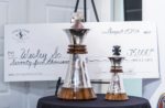 The trophy for the champion and the prize money represented by the check for the champion of Sinquefield Cup 2016.