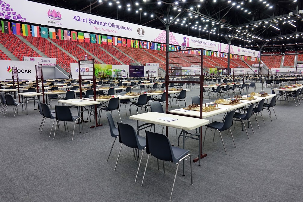 The Baku 2016 Chess Olympiad playing hall. Photo courtesy of Chess Daily News.